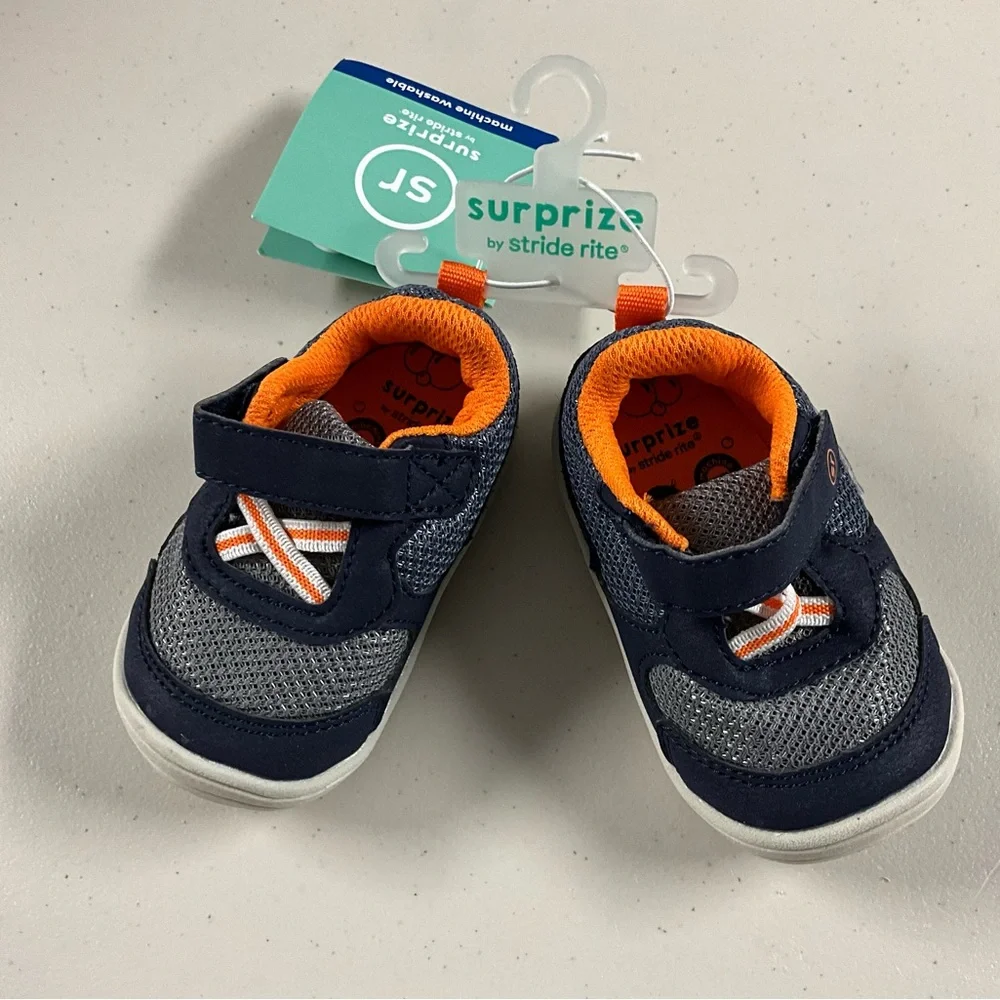 Stride Rite Navy and Orange Baby Shoes